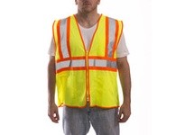 Tingley V70642-S/M JOB SIGHT Hi-Vis Class 2 Safety Vest Mesh Zipper Closure 4 Pockets - Fluorescent Yellow-Green Size S/M