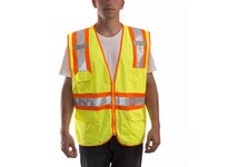Tingley V73852-2X/3X JOB SIGHT Hi-Vis Class 2 Safety Vest Solid/Mesh Zipper Closure 8 Pockets - Fluorescent Yellow-Green Size 2X