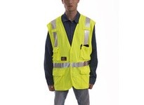 Tingley V81832-L/XL JOB SIGHT FR Hi-Vis Class 2 Flame Resistant Safety Vest 8 Pockets - Fluorescent Yellow-Green Size L/XL