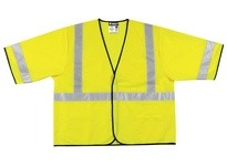 MCR VCL3SLX3 Class 3 Poly Solid Safety Vest 2 Silver Stripe FLUOR LIME
