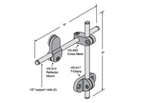 System Plast VG-615R-10M Reflector Mounting Assembly, Polyamide, 6" Width, 6" Length, 10 mm Rod Diameter, Series VG-615Reflector