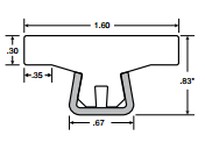 System Plast VG-GST-1.60-10 Conical Guides Tee Guide Rail, 1.6" Width x 0.83" Height x 120" Length, White UHMW-PEConical Guides 