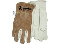 MCR VP3204XXL Select Grain Cowhide Brown Split Back Driver Sewn w/KEVLAR Rolled Leather Hem Memphis Logo
