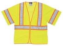 MCR WCCL3LX4 Class 3 Poly Mesh Safety Vest 4 1/2 Yellow/Silver Stripe ORANGE