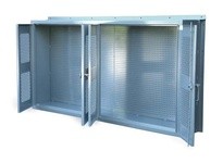 StrongHold WM-15398 Wall Mounted Industrial Cabinet with Ventilated Doors and Pegboard 100x14x50