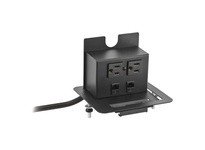 Hubbell Wiring WSBC21UBK WRK SURFC BOX FLIP UP 2PWR 1-U DATA BLK