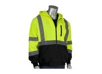 323-1370B-LY/L Class 3 Zip Front Hoodie Black Bottom Water Repellent LY