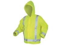 MCR 500RJHL Luminator .16mm PU/Poly Jacet W/Att Hood Silver Stripes Class III LIME