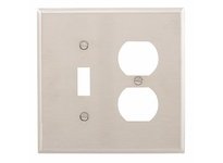 Cooper Eaton 93932-BOX Wallplate 2G Combo Toggle/Duplex Mid SS