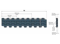 System Plast NGE2121FT-K900 2121 Series Straight-Running Modular Plastic Belt, 9" Width, 0.5" Pitch, 0.34" Belt Thickness, NGE G