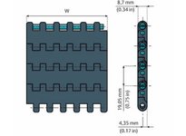 System Plast NGE2190FT-K600 2190 Series Straight-Running Modular Plastic Belt, 6" Width, 0.75" Pitch, 0.34" Belt Thickness, NGE 