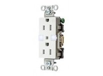 Hubbell Wiring DR15NLWH TAMP RES DECO FACE NL 5-15R WH | Quality Electrical Supplies