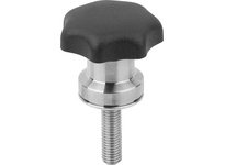 KIPP K1596.506X10 STAR GRIP WITH CLAMP FORCE INTENSIF M06X10 D1=32 H=31 FORM:L THERMOPLASTIC BLACK COMP:STAINLESS