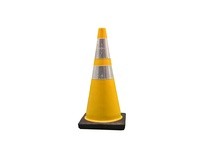 Cortina 03-500-75 DW Traffic Cone 28" Yellow 7# 6"/4" Collars w/black base
