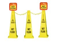 Cortina 03-600-13 Three Cone System: (3) 25" Yellow Lamba Cone - Caution Wet Floor | Safety Equipment