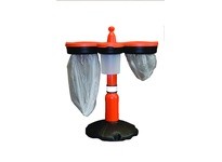 Cortina 03-602-002-01-20 (1) Skipper Org Post & Blk Base w/(2) Recycle Bins & (1) Safety Dispenser