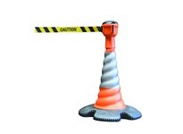 Cortina 03-602-004-01-03 (1) Skipper Org Cone w/(1) Skipper Org Unit - Yellow/Black Stripes & 'Caution'