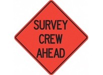 Cortina 07-800-3721 36" Vinyl Non-Reflective - Survey Crew Ahead | Durable Safety Sign