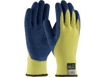09-K1310/L G-Tek KEV 100% Kevlar 10G Yellow Shell Blue Latex Grip | A3 Safety Gloves