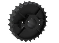 Rexnord 614-44-1 881 Series Molded Split Sprocket with 25 Teeth and a 1" Round Shaft-ready Bore with 1 Keyway and 1 Setscrew in 
