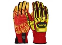 PIP 120-MP2415/XL Synthetic Leather Palm with Red Silicone Grip and Spandex Back TPR Impact Protection