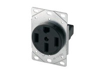 Cooper Eaton 1258-BU;3 Receptacle Single Flush 50A125/250V ShortStrap Black