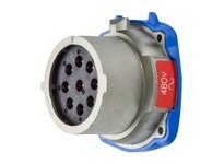 Meltric 17-18081 DN9c INLET METAL SIZE 3 IP 54/55 8P+G 20 A 480 VAC/130 VDC 60 Hz
