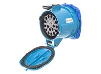 Meltric 17-64170-843-HP DN20c RECEPTACLE METAL BLUE SIZE 5 IP 66/67 17P 15 A 50 V 60 Hz PADLOCK PAWL HIGH PRESSURE WATER TIGHTNE