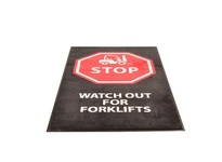 NoTrax 194SSW35BL Logo 194 Stop Watch Out For Forklifts 3X5 Black