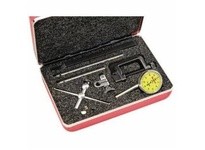 Starrett 196MA1Z Back Plunger Dial Indicator, 5mm Range, 0-100 Dial Face, 0.02mm Grads, 3 Contact Points, Adaptor, 4 Attachments
