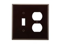 Cooper Eaton 2038B-BOX Wallplate 2G Toggle/Duplex Thermoset Mid Brown | Durable & Stylish