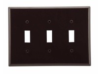 Cooper Eaton 2041B-BOX Wallplate 3G Toggle Thermoset Mid Brown