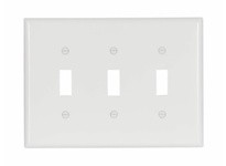Cooper Eaton 2041W-BOX Wallplate 3G Toggle Thermoset Mid White