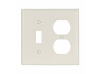 Cooper Eaton 2138LA-BOX Wallplate 2G Toggle/Duplex Thermoset Light Almond