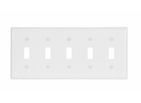 Cooper Eaton 2155W-BOX Wallplate 5G Toggle Thermoset Std White | Durable & Stylish