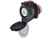 Meltric 22-14075-R-843 DXN20 RECEPTACLE POLY BLACK SIZE 1 IP 66/67 1P+N+G 20 A 125 VAC 60 Hz SELF-RETURNING LID PADLOCK PAWL