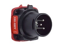 Meltric 22-18043-A155 DXN20 INLET POLY BLACK SIZE 1 IP 66/67 3P+G 20 A 480 VAC 60 Hz WITH NO LOCKOUT HOLE