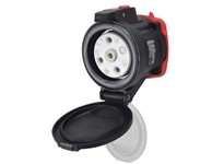 Meltric 22-64043-843-924-R DXN60 RECEPTACLE POLY BLACK SIZE 3 IP 66/67 3P+G 60 A 480 VAC 60 Hz NO AUX PADLOCK PAWL METAL PAWL (O