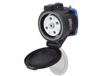 Meltric 22-64167-843 DXN60 RECEPTACLE POLY BLACK SIZE 3 IP 66/67 3P+N+G 60 A 208 VAC 60 Hz NO AUX PADLOCK PAWL