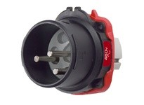 Meltric 22-68042 DXN60 INLET POLY BLACK SIZE 3 IP 66/67 2P+G 60 A 480 VAC 60 Hz NO AUX