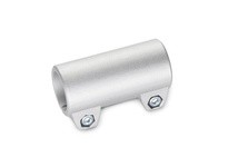 242-B50-B50-2-BL JW Wincoaluminum matte 5.51 inch long B50 diameter tube connector with stainless steel cap screws and hex nuts