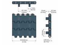 System Plast LFG2250FT-PT-K330 2250 Series Straight-Running Modular Plastic Belt, 3.3" Width, 1" Pitch, 0.34" Belt Thickness, LF