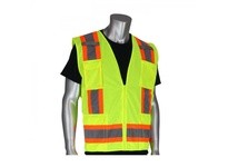302-0500-YEL/3X Class 2 Solid/Mesh Vest Zipper 8 Pockets | High Visibility Gear