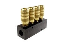 Coilhose 3043-15C 4 Port Aluminum Manifold 1/4" 6-Point Industrial Int