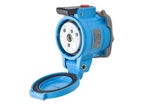 Meltric 31-14245-K04-972-4X DR30 RECEPTACLE POLY BLUE SIZE 2 TYPE 4X 1P+N+G 30 A 277 VAC 60 Hz +2 AUX TYPE 4X WATERTIGHTNESS
