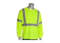 313-1300-LY/2X Class 3 Long Sleeve T-shirt Crew Neck Chest Pocket LY