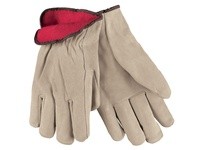 MCR 3150M Lined Split Leather Driver Red Fleece Lined Straight Thumb