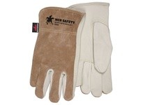 MCR 3204S Select Grain Cowhide Brown Split Back Driver Sewn w/KEVLAR Rolled Leather Hem Memphis Logo