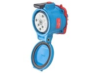 Meltric 33-34043-972-375-843-4X DS30 RECEPTACLE POLY BLUE SIZE 3 TYPE 4X 3P+G 30 A 480 VAC 60 Hz +2 AUX MUSHROOM PAWL PADLOCK PA