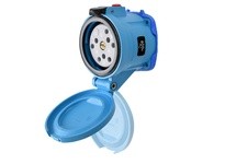 Meltric 33-34551-375-843-NC DS7c RECEPTACLE POLY BLUE SIZE 4 IP 66/67/69 5P+G 30 A 600 VAC/130 VDC 60 Hz PADLOCKABLE MUSHROOM PA